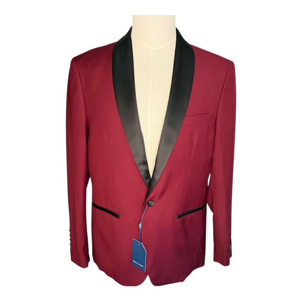 Gino Vitale Men‎ Burgundy Shawl Collar Slim Fit Blazer Tuxedo Jacket TX300 40R